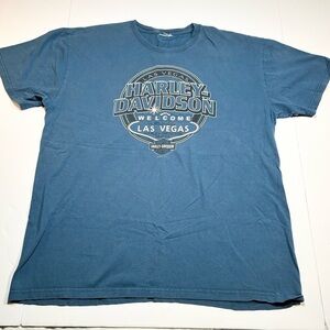 Harley Davidson T Shirt Men's XL (tag Missing) Blue Las Vegas Biker Streetwear